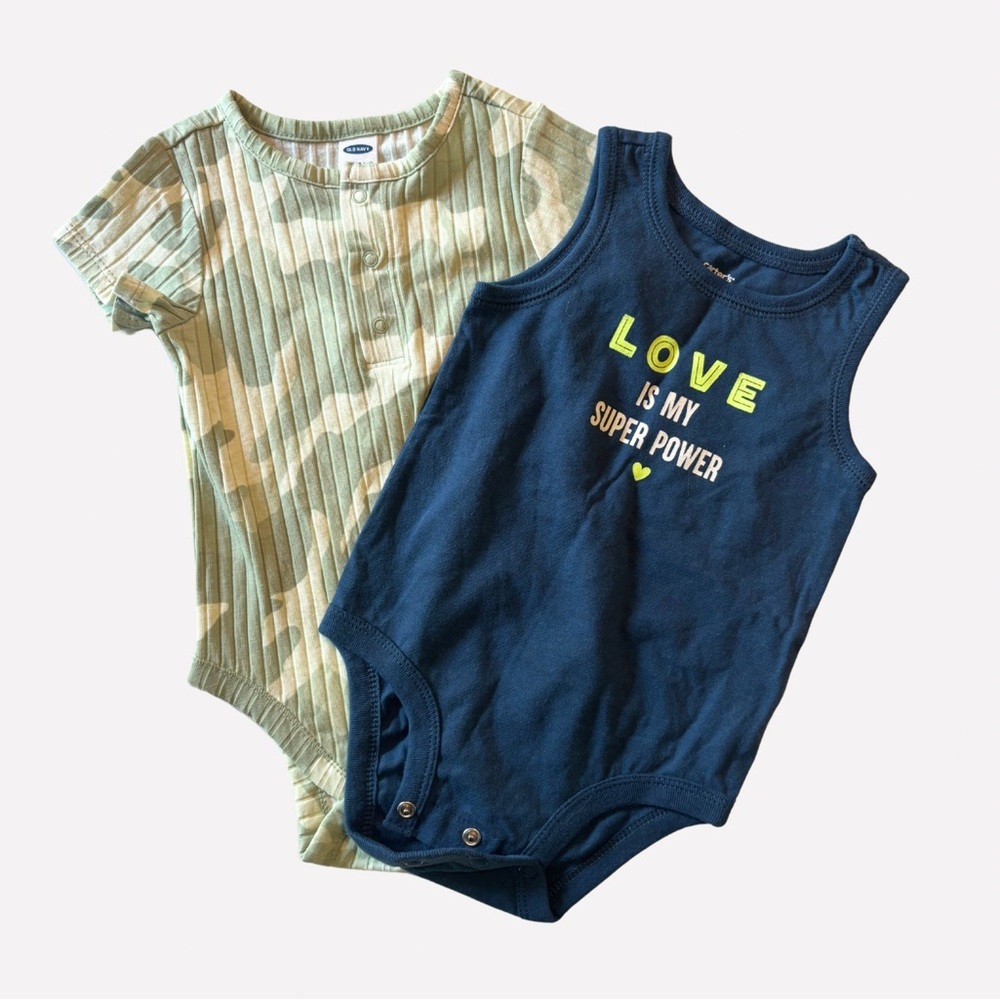 Baby Bodysuit Set - Camouflage and Navy